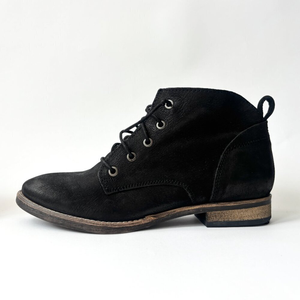 Black Diba Eli Genuine Black Suede Leather Combat Ankle Booties - sz 8 - Picture 9 of 15